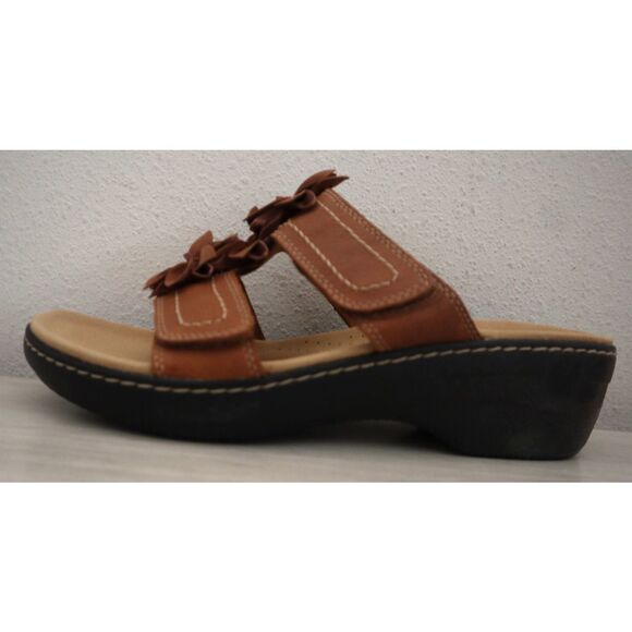 Clarks Collection Women's Sz 12M Tan/Brown Leather Merliah Raelyn Wedge Sandals - Picture 9 of 14